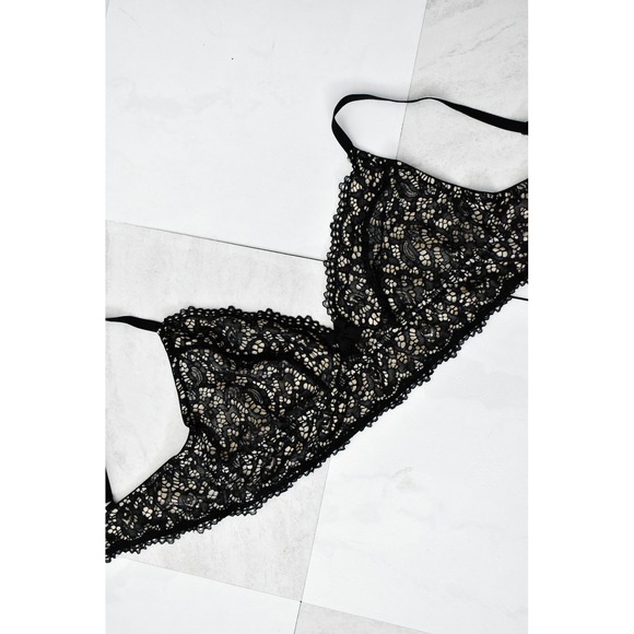 Gillian O'Malley Other - Gillian O'Malley Bralette Women Large Black Modern Lace Mesh Wireless Strappy